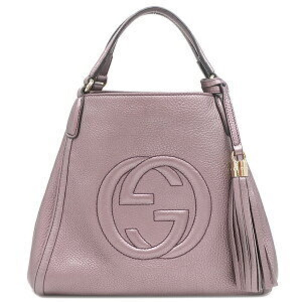 Gucci Soho Bag Interlocking GG Leather Purple Tassel Fringe Charm Metallic - Picture 1 of 6